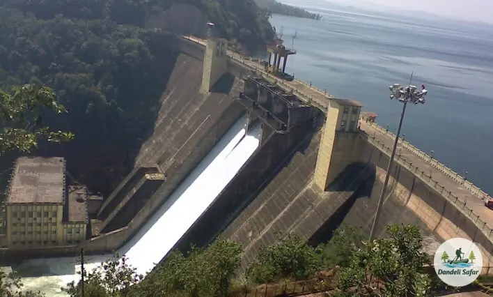 Supa Dam backwaters on Kali River creating serene reservoir in Dandeli