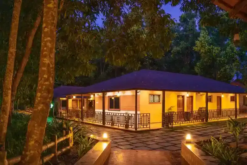 Main view of Dew Drops Jungle Resort set in 12 acres of pristine forest