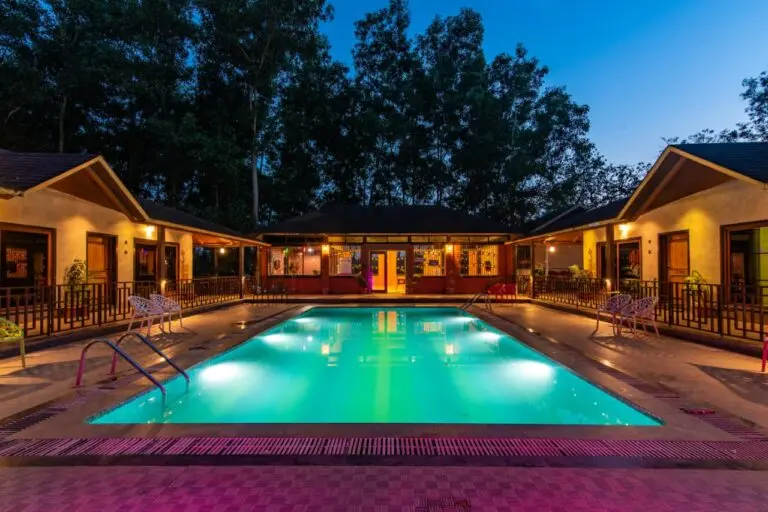 Main entrance and welcome area of Dew Drops Jungle Resort